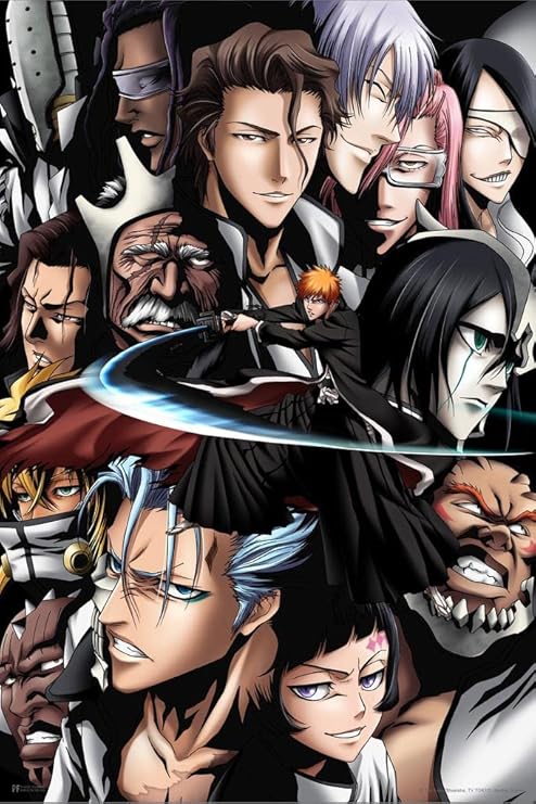 Laminated Bleach Anime Poster Group Merchandise Ichigo Swords Manga Comic Aesthetic Modern Decor Picture Japanese Poster Dry Erase Wall Art 16x24