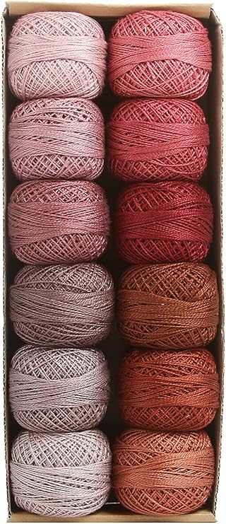 Valdani Set of 1 Pearl Yarn 100 m No. 12 Hand-Dyed, Maximum Quality, Box of 12 Assorted Balls, Colour: Assorted Size: One