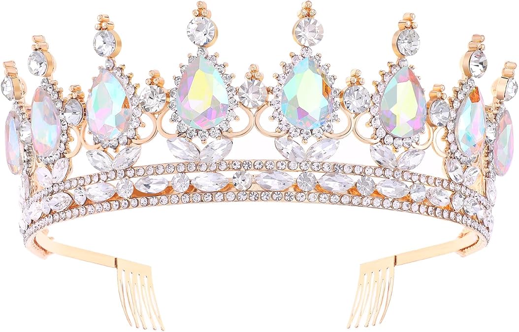 Queen Crown for Women Bride Princess Tiara with Comb for Wedding Birthday | Sparkly Crystal Rhinestones Royal Crown, Prom Pageant Quinceanera Christmas Halloween Party Costume Accessories Gift