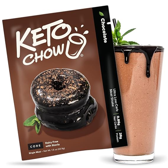Keto Chow Chocolate CORE with Stevia Meal Replacement Shake Powder, 1 Meal