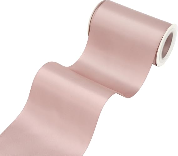 MAYREEL 4 Inch Dusty Rose Satin Ribbon Thick Mauve Double Faced for Wedding Chair Sash Gift Wrapping Home Decoration Garland 5 Yards