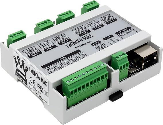 LeDMX4 MAX 4-port 2,720 smart pixel controller/driver WS2811 and many more types (5-24V)