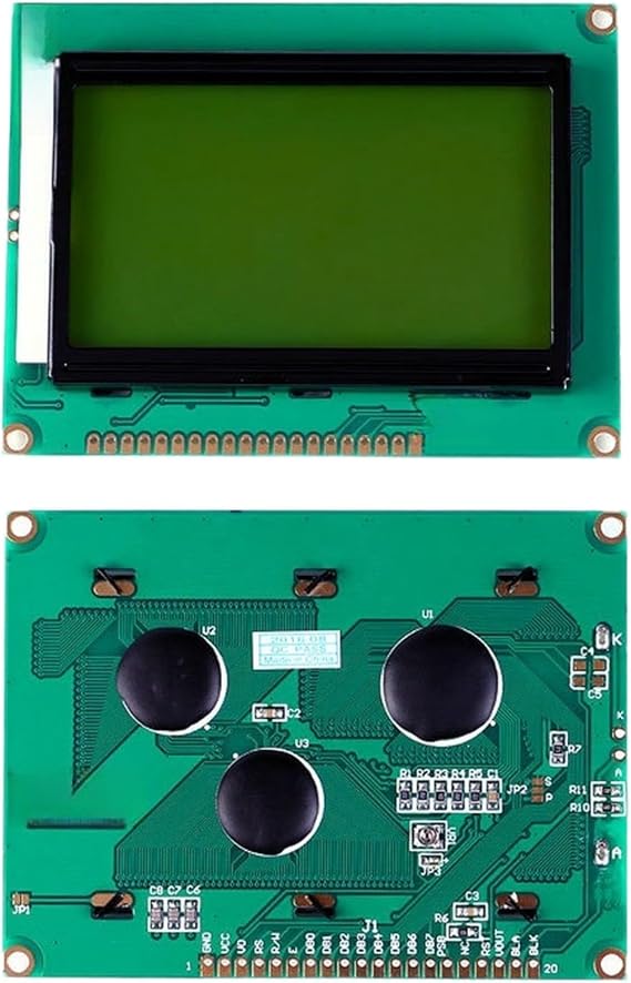 STN 128x64 LCD Display Screen, I2C Compatible, Yellow-Green/Blue Backlit, 93x70mm, 3.3V-5V Input Embedded Systems(B)