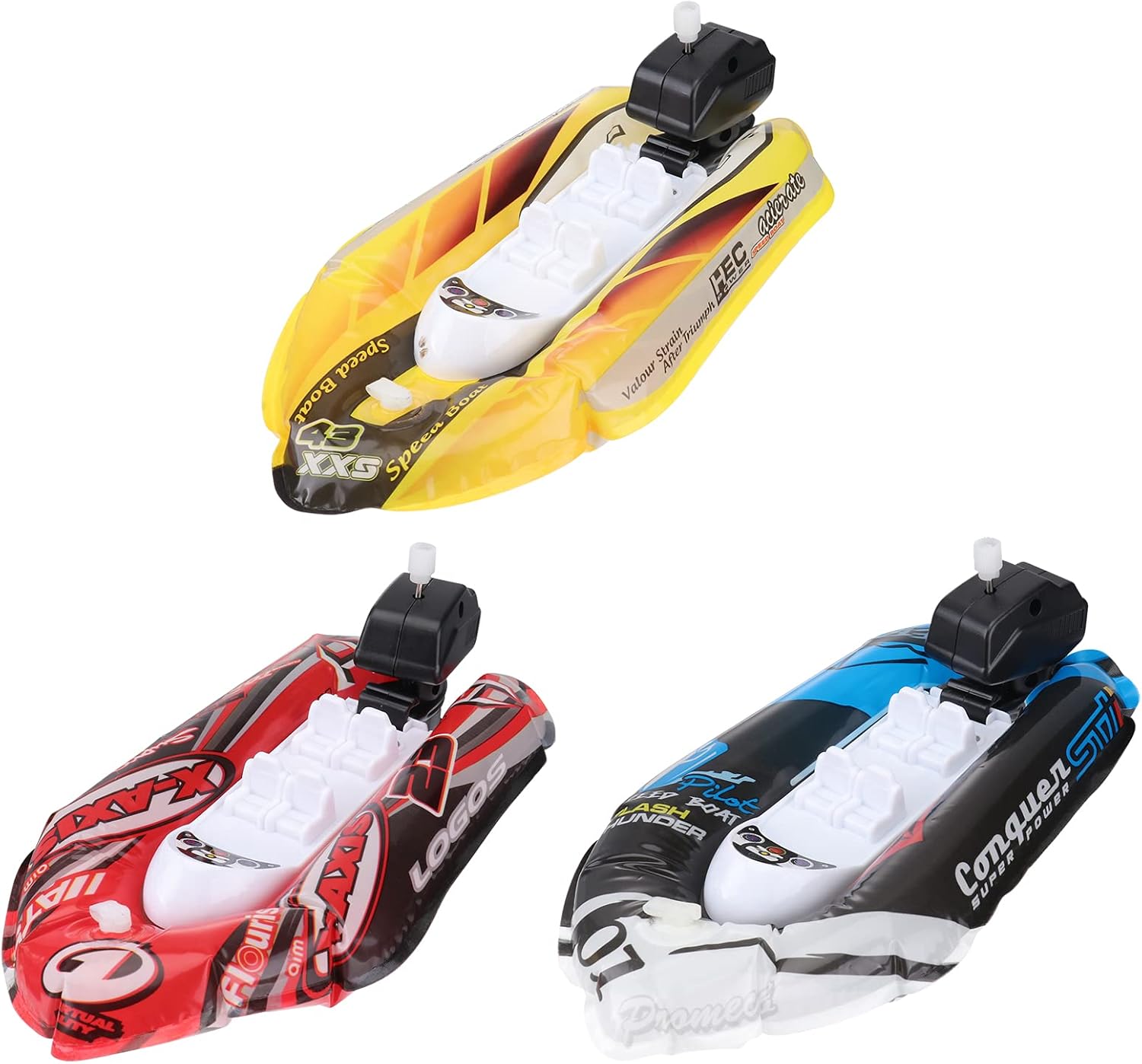 3pcs Bath Boat Toy Mini Inflatable Paddle Boat Wind Up Toys Bathtub Floating Toy Birthday for Boys Girls (Random Color)