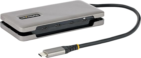 StarTech 4-Port USB-C Hub with 4X USB-C, 10Gbps, 100W PD (HB31CM4CPD3) | USB 3.1 10Gbps portable splitter, 100W PD pass-through, 85W host charging, 12.6in 32cm wrap-around cable, USB Powered