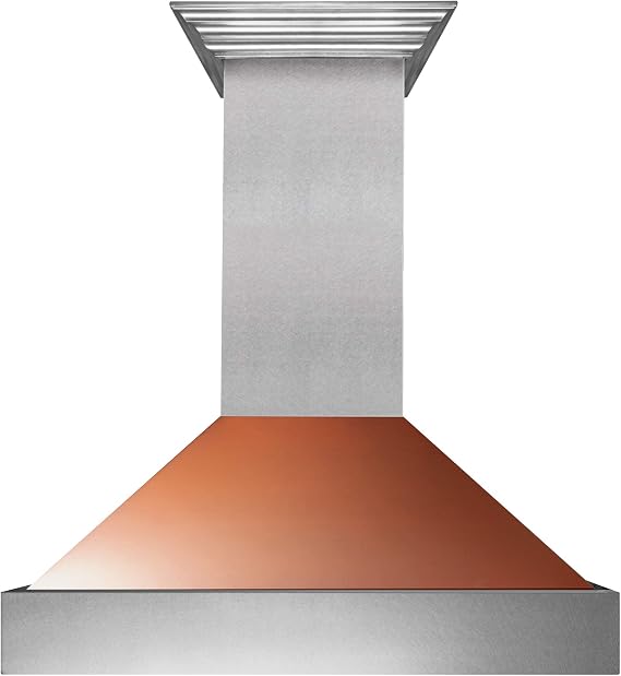 ZLINE 36 in. Ducted Satin Stainless Steel Wall Mount Range Hood with Copper Shell (8654C-36)