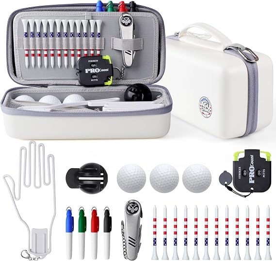 Golf Gifts for Golfers Men Women, 23Pcs Golf Accessories Kit Must Have Golf Balls Tees Glove Holder Ball Liner Pen Divot Repair Tool Score Counter, DIY Gift for Birthday Mother's Day Father's Day