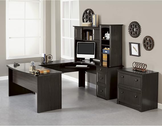 Realspace Broadstreet 65"W U-Shaped Executive Corner Desk, Walnut