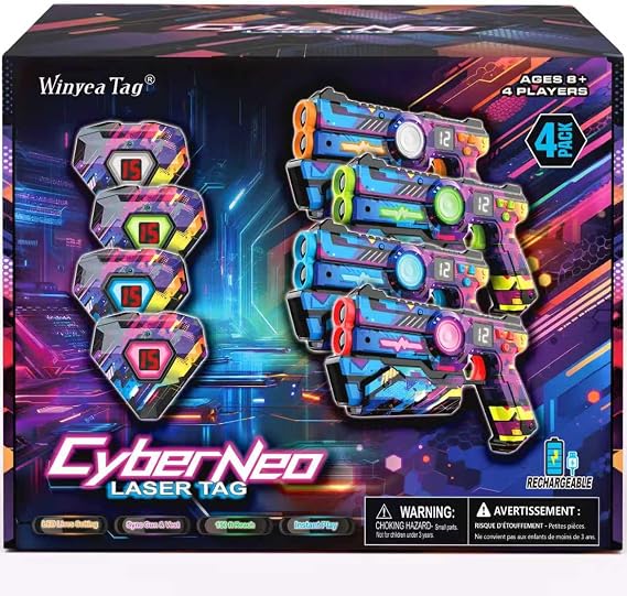 Rechargeable Laser Tag Set of 4, Gifts for 8 9 10 11 12 13 Year Old Boy Birthday, Lazer Tag Gun with Vest, Outdoor Family Games for Kids & Adults, Boy Toys Age 8-10, Teen Boy Gril 8-12 Years Gift