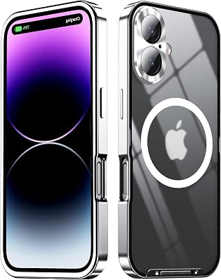 Case for iPhone 1616 Pro16 Pro Max, [Metal Frame Bumper] [Translucent Matte] Compatible with MagSafe, Military Grade Protection Slim Frosted Back Cover,Silver,16 Pro