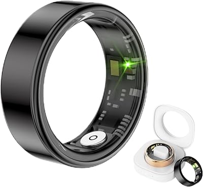 Smart Ring Health Tracker, Anillo Inteligente para Hombre, Health Rings for Men & Women, Waterproof Fitness Tracker Black, 13#
