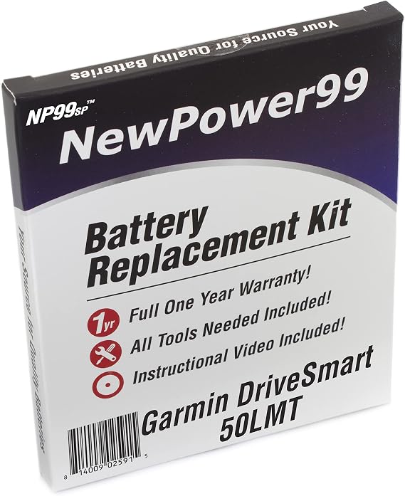 Battery Kit for Garmin DriveSmart 50LMT with Battery, How-to Video and Tools from