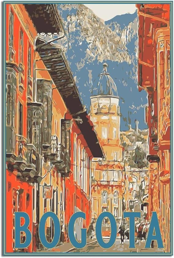 Bogota Colombia Street Vintage Travel Poster Decorative Posters Modern Bedroom Office Family Canvas Art Poster Picture Painting Posters Wall Decor Art Gift 12x18inchs(30x45cm)