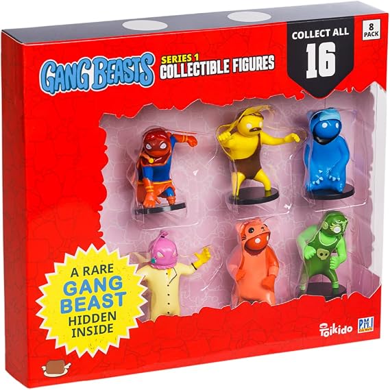 Gang Beasts Action Figures | Pack of Eight | 2.5 Inch Figurines for Kids. Superhero Toys for Boys & Girls. Collect 16 Mini Toys | 1 Hidden Rare Character Official Gang Beasts Toys