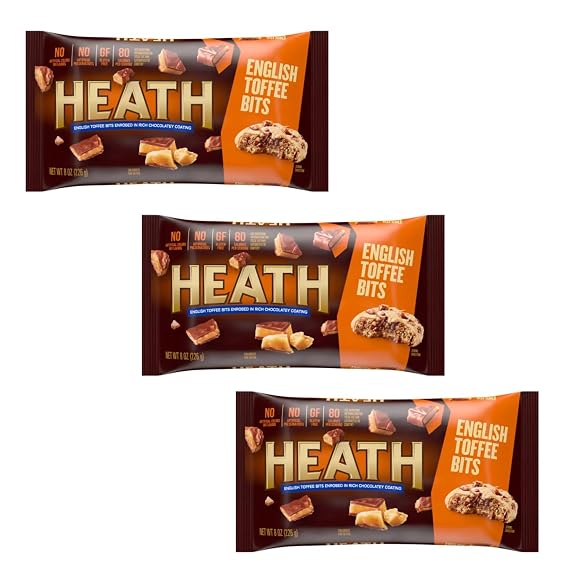 Heath English Toffee Bits Baking Chips - Pack of 3 - Delicious Additions to Any Treat - Great for Sharing with Friends and Family - Tasty Bits