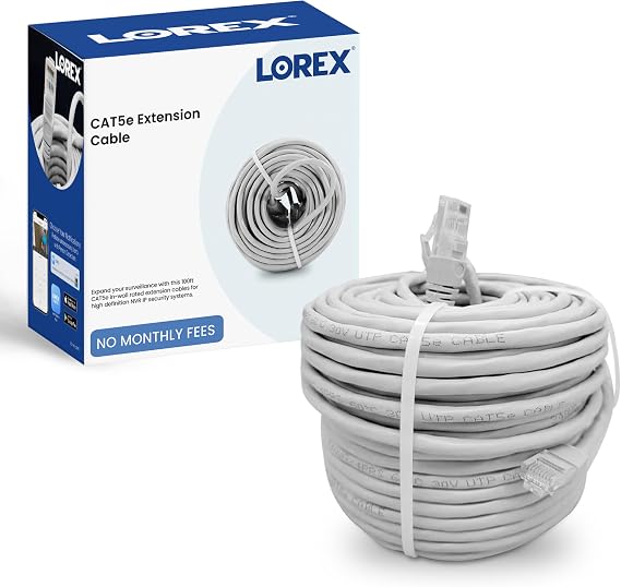 Lorex Indoor CAT5e Ethernet Cable, for Use with PoE IP Security Cameras, 350MHz, 100 Feet (30m)