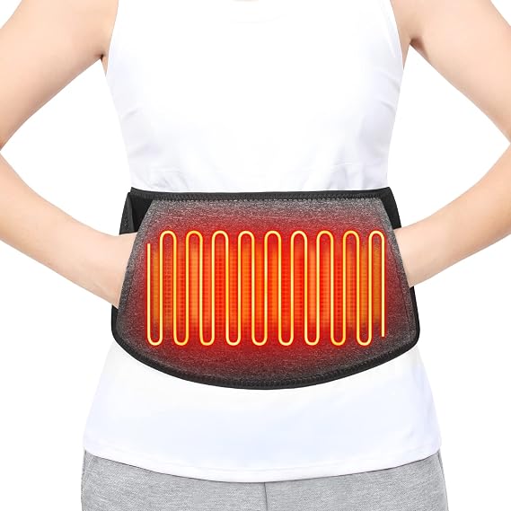 CUEHEAT Heated Waist Belt, Lower Back and Belly Heating Pad, Rechargeable | 3 Heat Settings, 7.4V Rechargeable Battery, Adjustable Fit for Wearable Lower Back Warmth