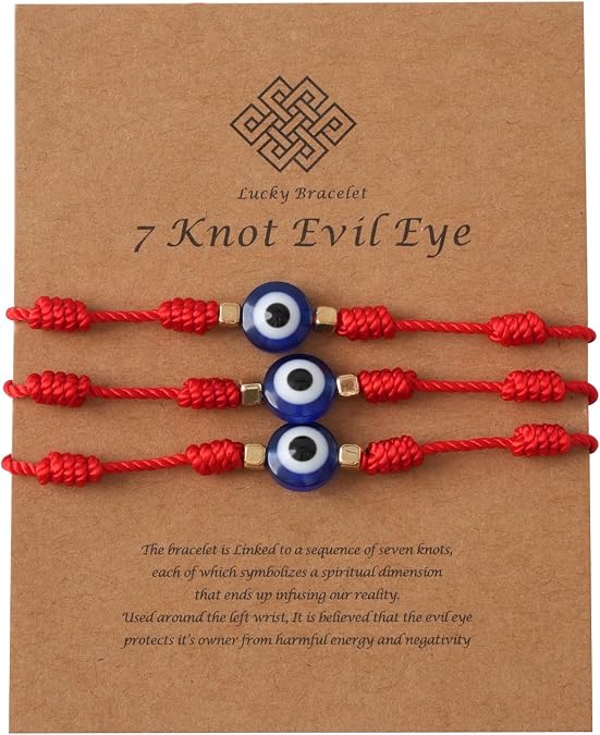 Eye Evil Bracelets: Adjustable Handmade Braided Lucky Bracelets Red String Good Luck Protection Minimalist (3 Pcs Red) SL-EMZYBB-R3