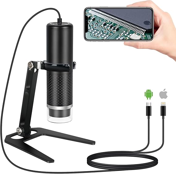 USB Digital Microscope Compatible with iOS and Android Devices, 50x-1600x Magnification, 1920x1440P HD Portable Microscope Camera for Adults, Students | 50x-1600x Magnification, 1920x1440P HD Portable Microscope Camera for Adults, Kids, Students