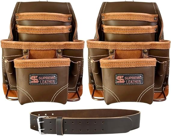 Professional Leather Tool Bag, Top-Grain Leather, Organizer, Protects Tools, Enhances Work Efficiency