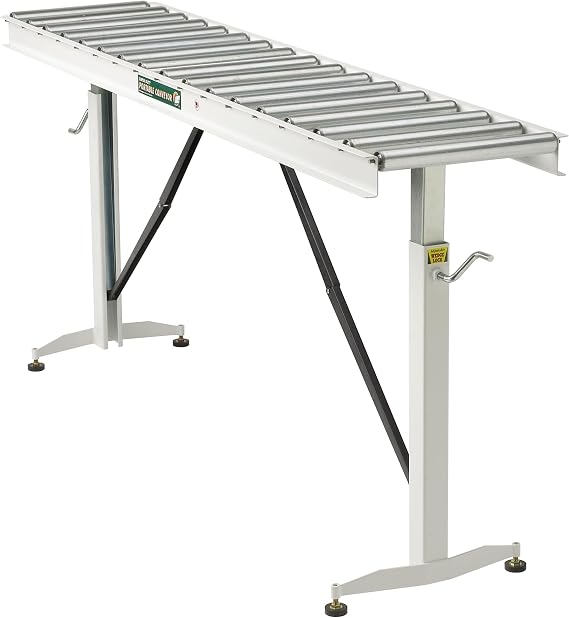 HTC HRT-70 Adjustable Folding Roller Conveyor Table 66-Inch length by 15-Inch wide 17-Ball Bearing Rollers , White | 15 in wide, 17 ball bearing rollers, height 26.5-43 in, leveling non-skid feet, folds flat for storage