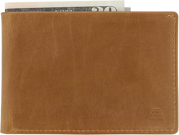 Leather Slim Bifold Wallet With RFID Block Made of Full Grain Leather- The Ambassador (Tan)