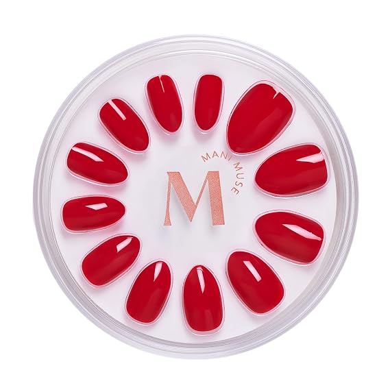Red Press-On Nails 30 Reusable, Long-Lasting Glue-On Short Almond Nails for Salon-Quality Home Manicure Caught Red Handed