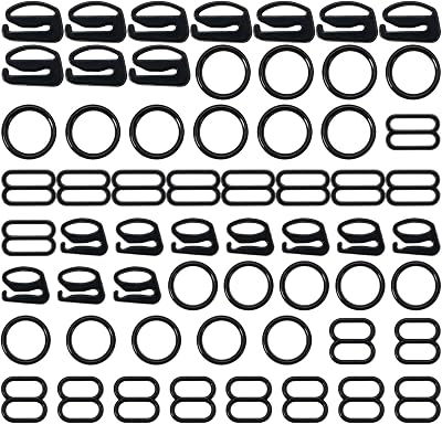 Tupalizy 60PCS Bra Strap Hooks Replacement for Sewing Bikini Halter Swimsuit Tops Lingerie Rings Nylon Bathing Suit Clips Clasp Adjustment Sliders for Nightgowns Slip Dress,3 Styles,8mm and 12mm,Clear