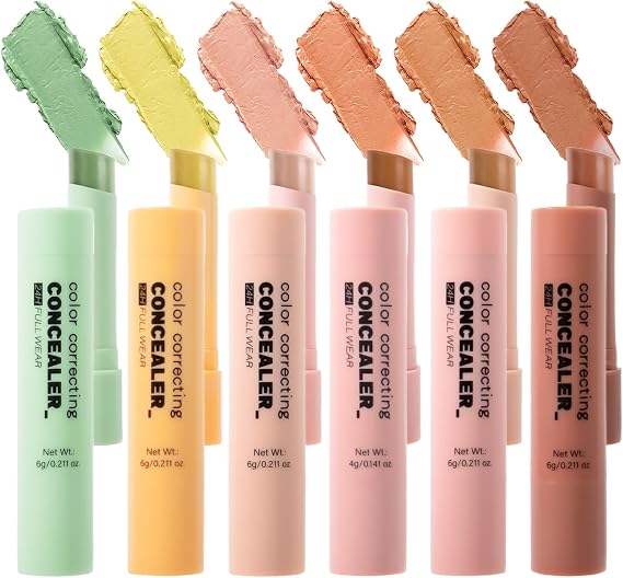 Cover Stick Concealer 6 Color Makeup Stick | Lightweight Long-Lasting Color Corrector Personal Cosmetics for Hide Blemishes Women Girls