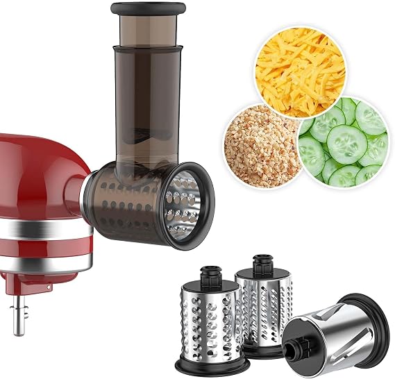 Cheese Slicer Shredder Attachment for Kitchen aid Stand Mixer, Vegetable Salad Maker Accessories with 3 Blades,Black