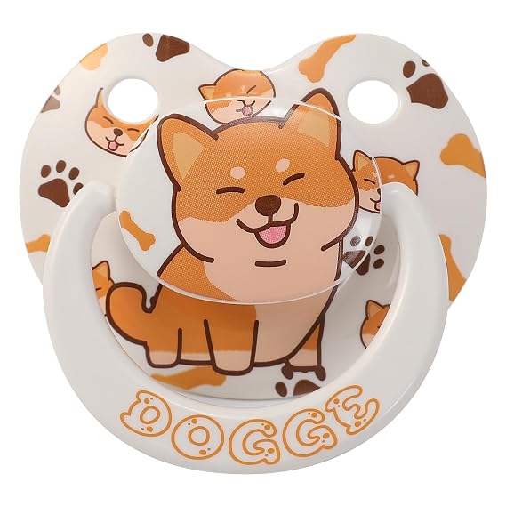 Adult Sized Pacifier Cute: Large Shield Binky for Anxiety Relief Butterfly Shaped - Puppy Printed Paci with Case