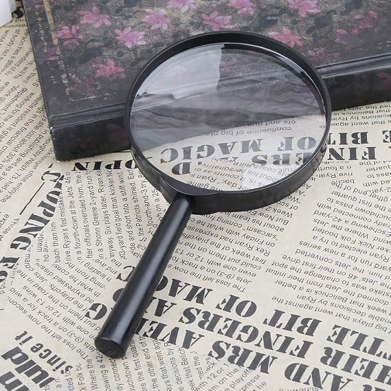 Handheld Magnifier For Reading Maps,90mm Handheld Magnifier 5X Reading Map Newspaper Magnifying Glass Jewelry Loupe
