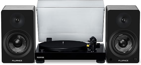 Fluance RT80 Classic High Fidelity Vinyl Turntable with Ai61 Powered 6.5" Stereo Bookshelf Speakers, Diamond Stylus, Belt Drive, Built-in Preamp, 90W Class D Amplifier, Bluetooth
