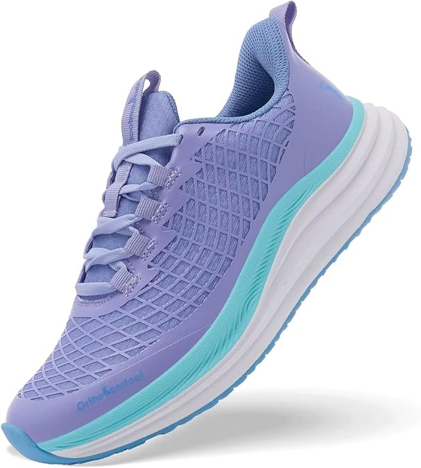 Women's Orthopedic Road Running Shoes: Comfortable Arch Support Plantar Fasciitis Flat Feet Orthotic Athletic Fashion Sneakers, Casual Trekking Sport Walking Shoes for Foot Heel and Pain Relief