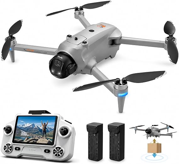 YL059 GPS Drone with 4K Camera for Adult, Fishing Drone with 4.3" HD Screen | GPS Follow & Auto Return, Long Range Transmission, 60 Mins Flight Time, Foldable Drone with Brushless Motor, Under 249g