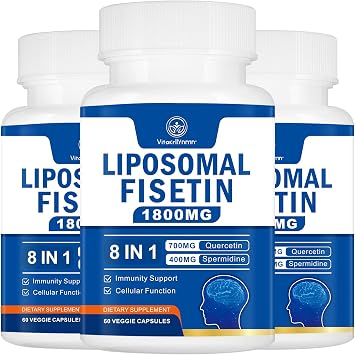 1800mg Fisetin Supplement - Advanced Liposomal Delivery 98% Pure Fisetin Antioxidant for Healthy Aging Non-GMO - 180 Capsules