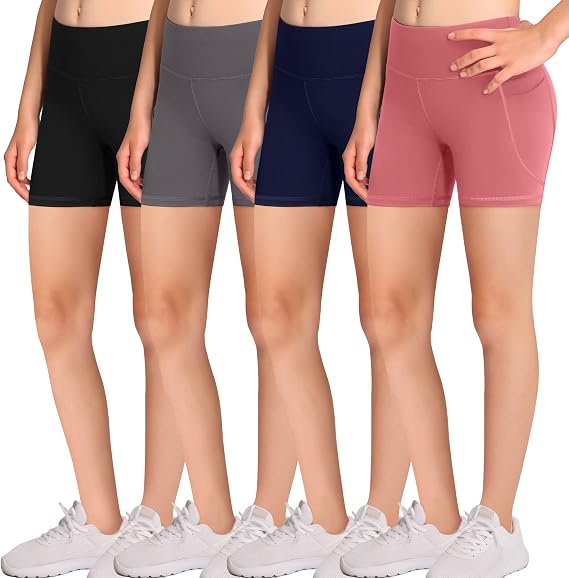 Volleyball Bike Shorts for Girls Spandex Compression Shorts with Pockets for Kids Dance Yoga and Athletics