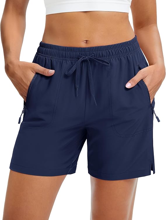 MAGCOMSEN Women's 5" Hiking Shorts UPF 50+ Quick Dry Lightweight Athletic Running Golf Summer Casual Shorts with Pockets