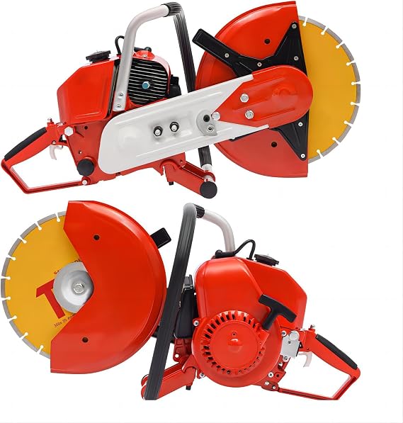 Concrete Saw 12'' Gas Powered Concrete Cutter 78.5CC 2-Stroke Gasoline Circular Saw Cut Off Saw for Cutting Steel Aluminum Alloy Wood Concrete Stone Glass Wet Dry Saw Cutter