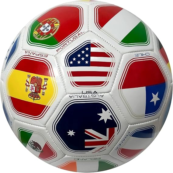 2026 World Flag Country Training Outdoor Soccer Ball Size 5 Futol Size (Size 5) - White Color