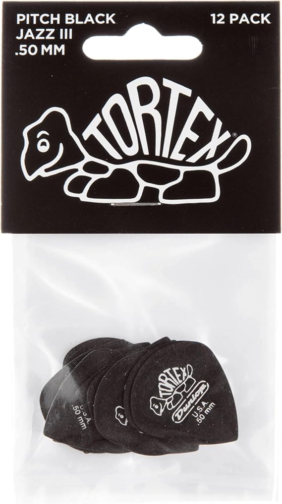 Jim Dunlop Tortex Pitch Black Jazz III Pick .50MM - 12 Pack