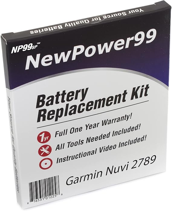 Battery Replacement Kit with Battery, Video Instructions and Tools for Garmin Nuvi 2789