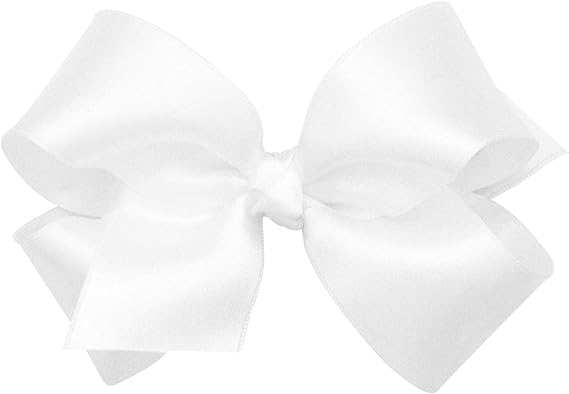 Wee Ones Girls' French Satin Hair Bow with a Knot Wrap Center, No-Slip Hair Clip, Handmade