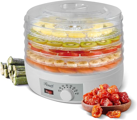 Rosewill Food Dehydrator Machine, 5 BPA-Free 12.6 Trays, Adjustable Temperature Controls | 95-158F | 350W, Jerky, Herbs, Fruit, Veggies, Dried Snacks, White