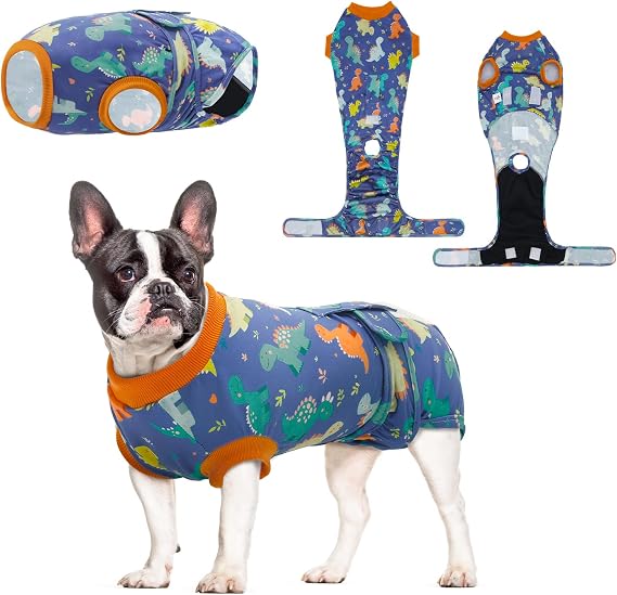 CuteBone Recovery Suit for Dogs Cats After Surgery, Prevent Licking Dog Onesies Pet Surgery Recovery Suit Shirt Abdominal Wounds Bandages SSF12M