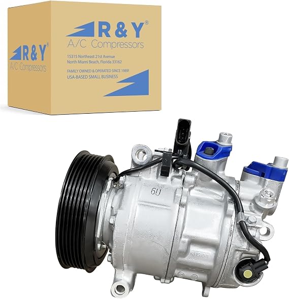 RY AC Compressors AFH388 New AC Compressor and A/C Clutch (Silver, Quiet Operation, Low Maintenance, Automotive Air Conditioning)