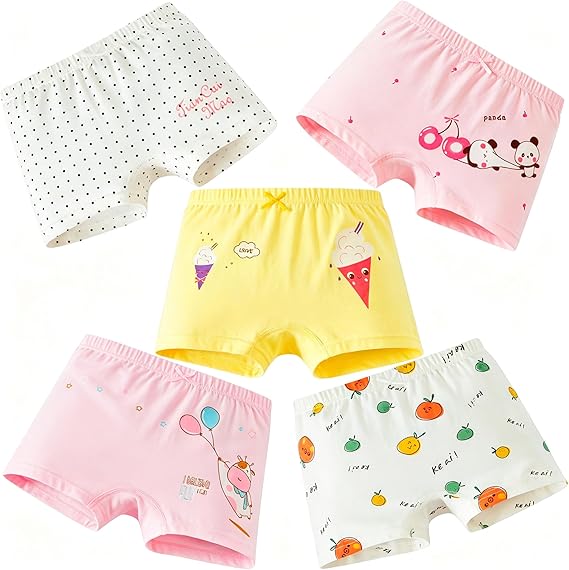 Girls Cotton Underwear Soft Boy Shorts Kids Boxer Briefs Panties(Pack of 5)