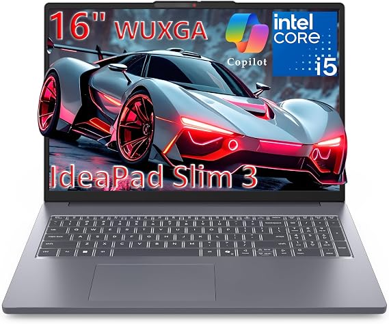 Lenovo Laptop Computer IdeaPad 3, Intel 8-Core i5-13420H, 16" FHD+, 8GB DDR5 RAM, 256GB PCIe SSD with 500GB Ext HDD, WiFi 6, Bluetooth 5.2, AI Experience Copilot Business, Type-C, HDMI, Luna Grey