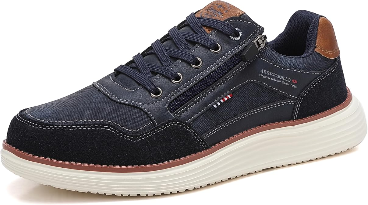 ARRIGO BELLO Mens Shoes Casual Trainers Walking Fashion Sneakers with Zipper Breathable Lightweight Size 8-12US