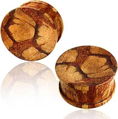 Comfort Zone Studios Organic Liana Wood Double Flared Saddle Ear Plugs, Pair